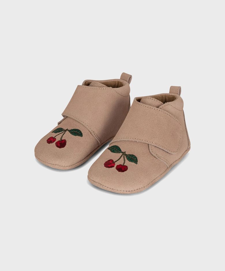 마무르 체리 자수 걸음마 신발 Dusty Pink