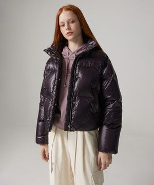 우먼 에센셜 크롭 다운 패딩 재킷 다크퍼플 BODDU913FDPU
