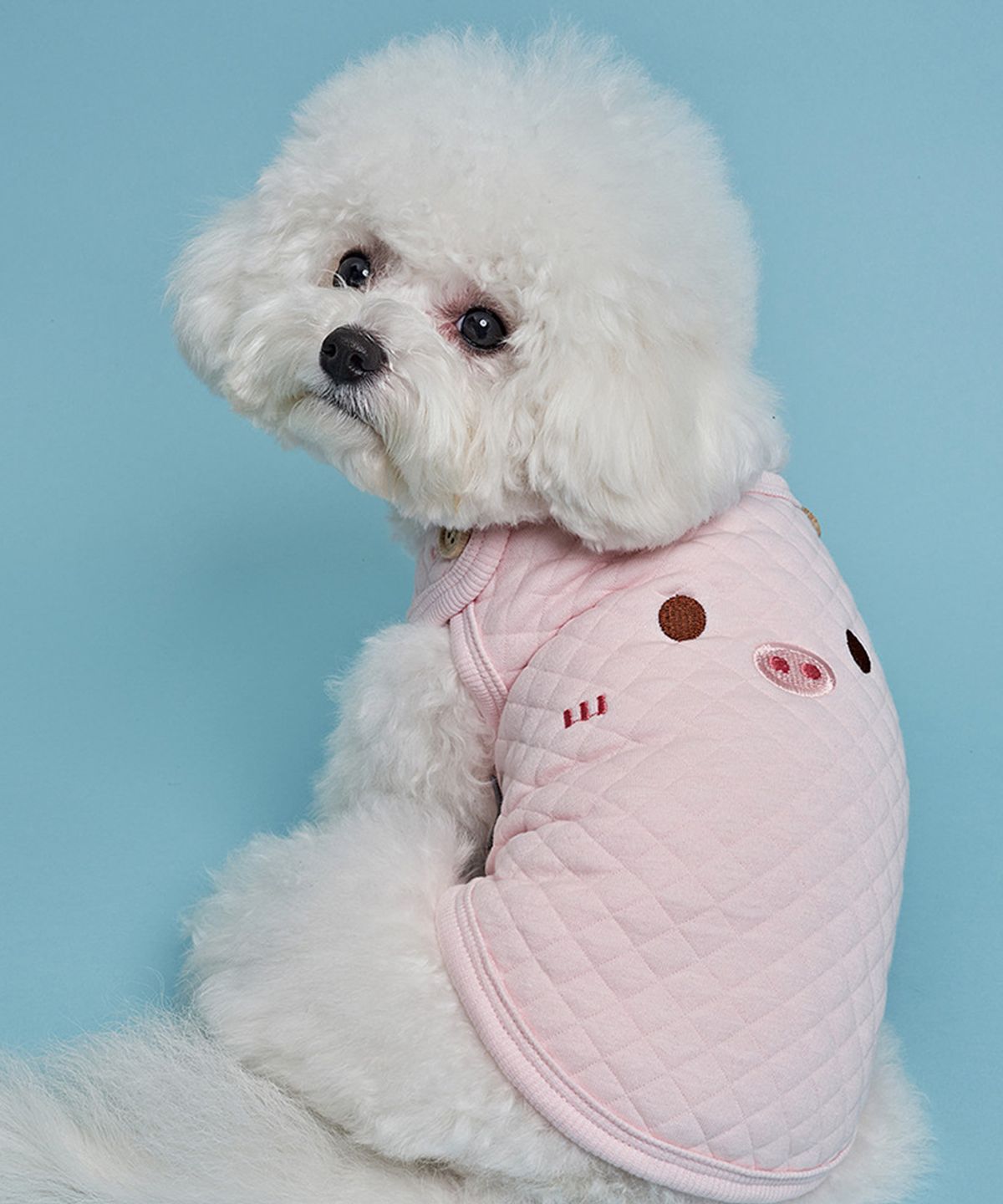 도그아이(DOGI) 강아지 겨울옷 누빔 버튼 조끼 핑크