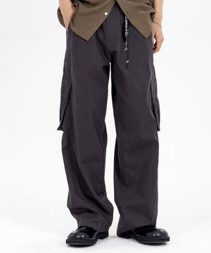 커브드 라인 와이드 카고팬츠 차콜