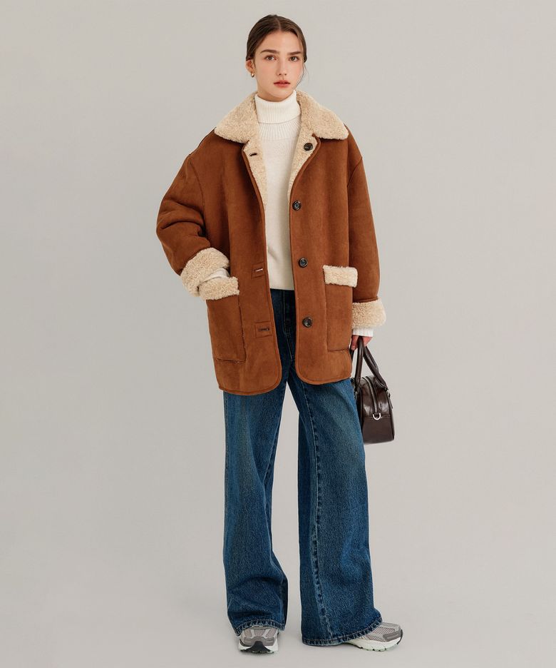 콘스 스웨이드 무스탕 코트_브라운 / CONS SUEDE MUSTANG COAT_BROWN