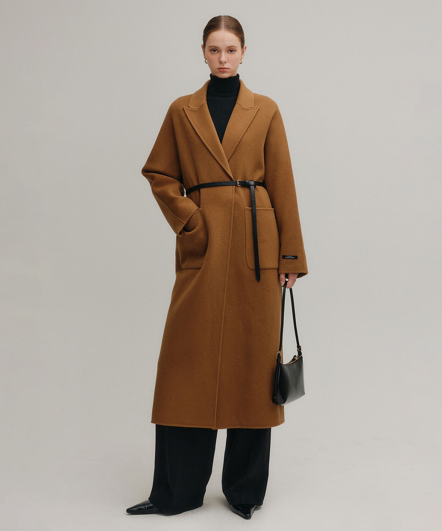MUSINSA公式 | LOOKAST モガン ハンドメイド ロングコート_ブラウン