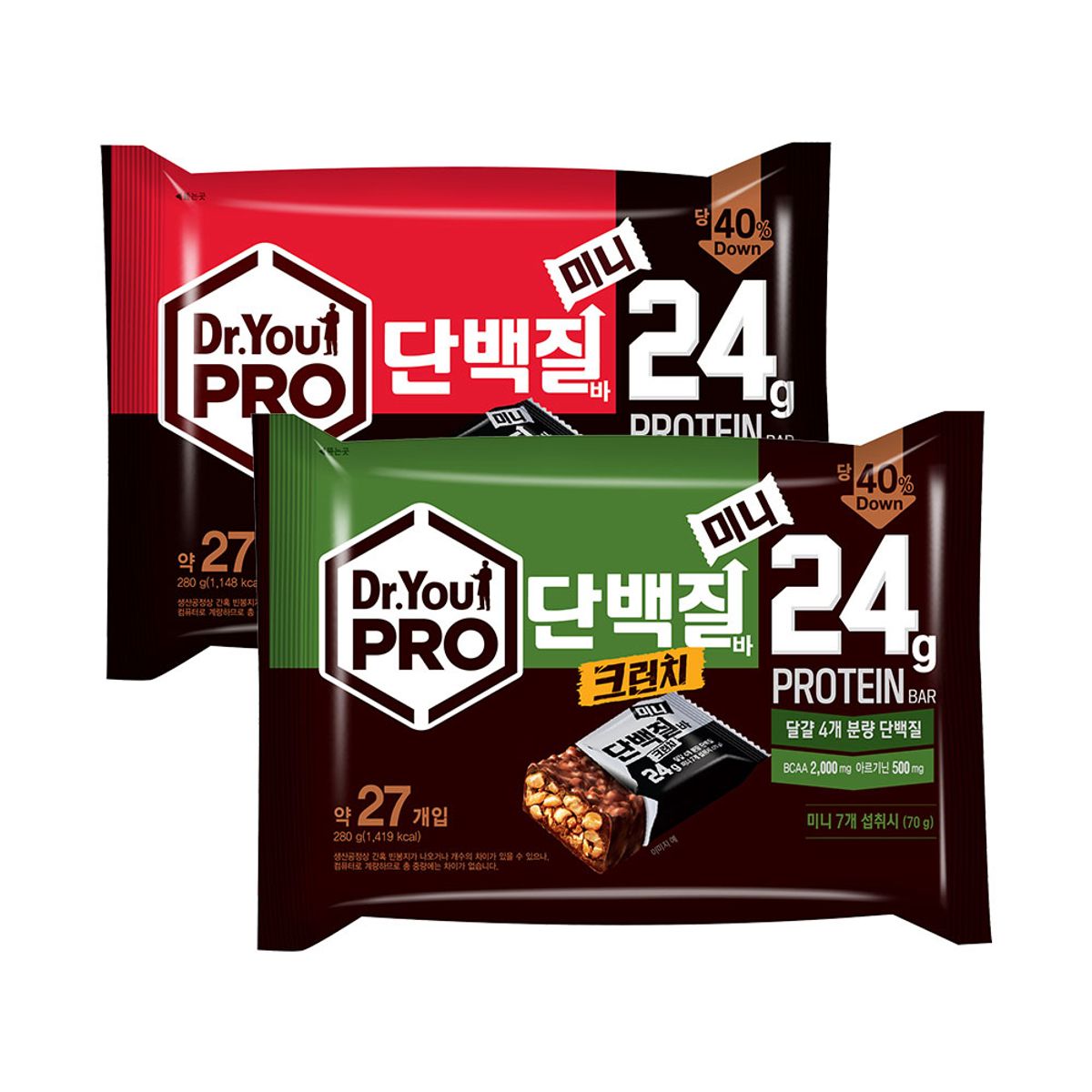 닥터유(DRYOU) 오리온 닥터유프로 단백질바 미니(280g) + 크런치 미니(280g)