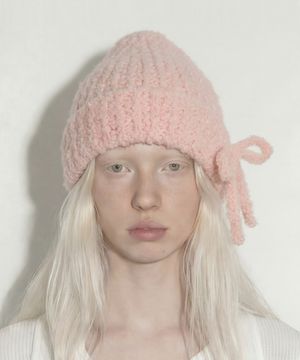 겨울 리본 부클 비니 RIBBON BEANIE / MOHAIR BOUCLE / PK