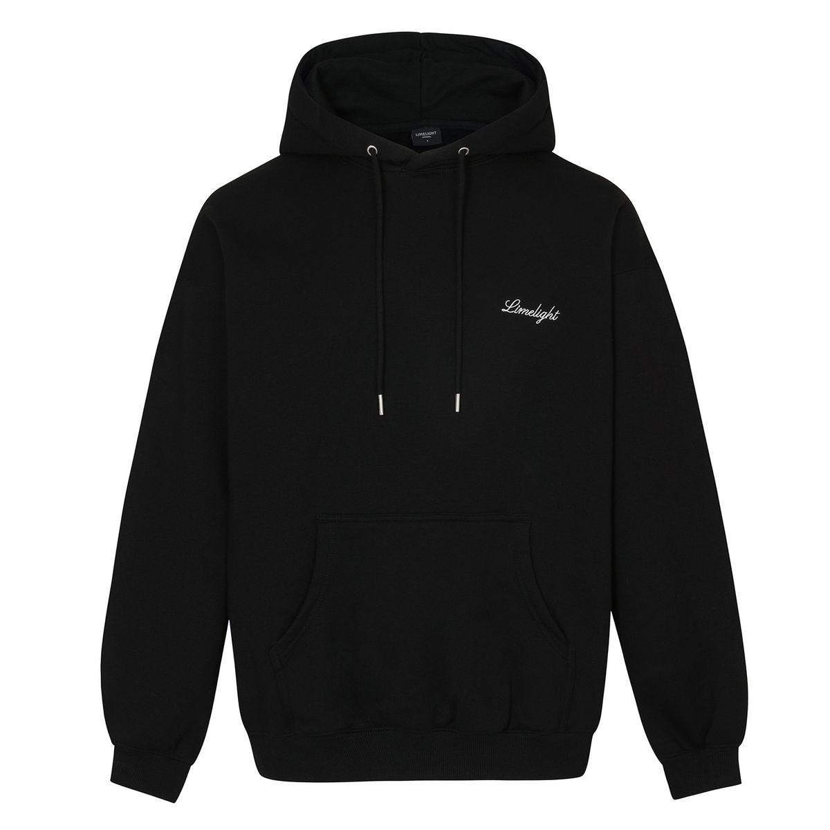 라임라잇 어패럴(LIMELIGHT APPAREL) 어패럴 스크립트 로고 후드 오버사이즈 (블랙/화이트)