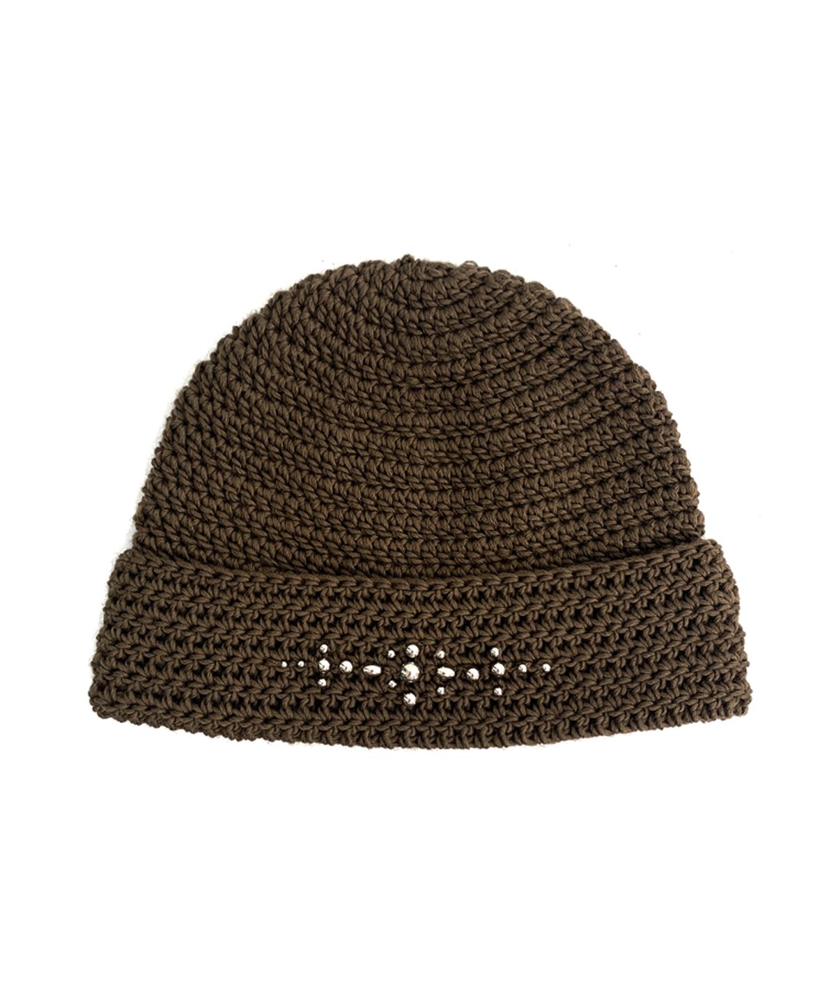 라드픽션(RAD FICTION) TEO HANDMADE WESTERN ORNAMENT SHORT BEANIE / KHAKI BROWN