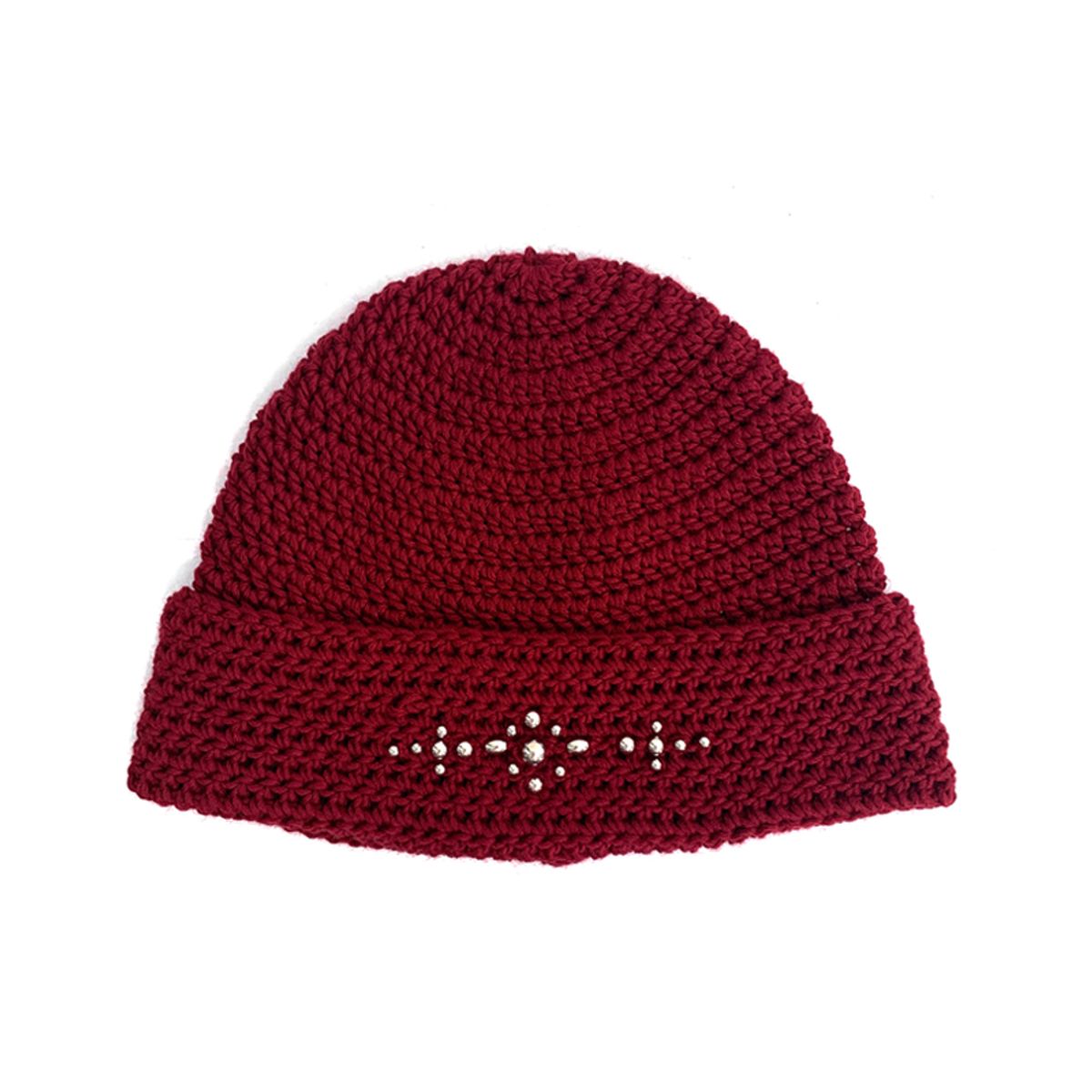 라드픽션(RAD FICTION) TEO HANDMADE WESTERN ORNAMENT SHORT BEANIE / BURGUNDY