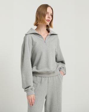 하프 집업 스웨트셔츠(FMST5024F)_다크 그레이 멜란지