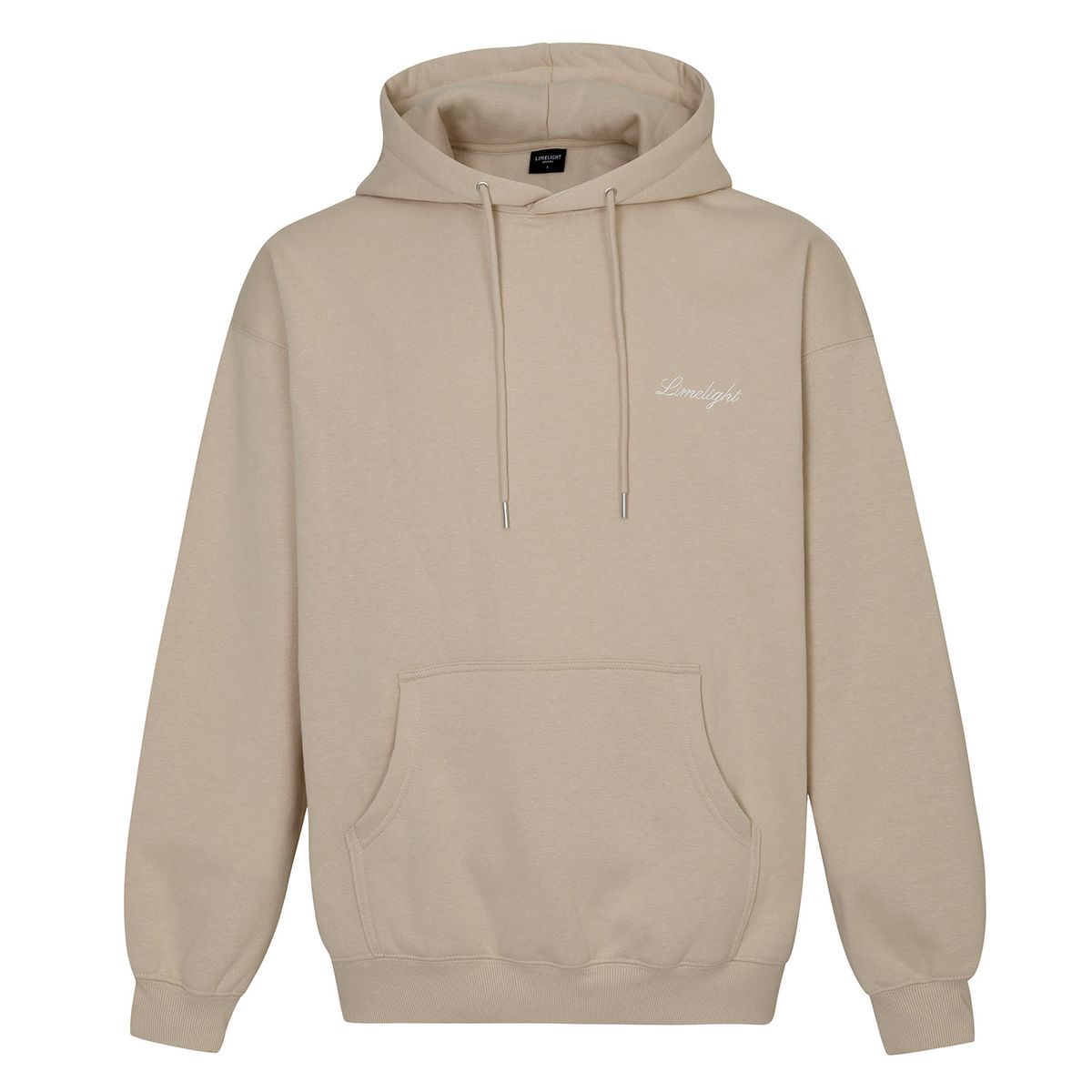 라임라잇 어패럴(LIMELIGHT APPAREL) 어패럴 스크립트 로고 후드 오버사이즈 (샌드/화이트)