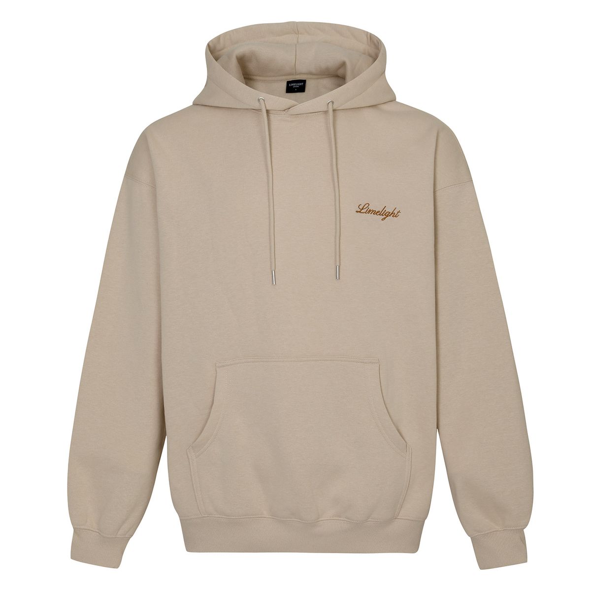 라임라잇 어패럴(LIMELIGHT APPAREL) 어패럴 스크립트 로고 후드 오버사이즈 (샌드/브라운)