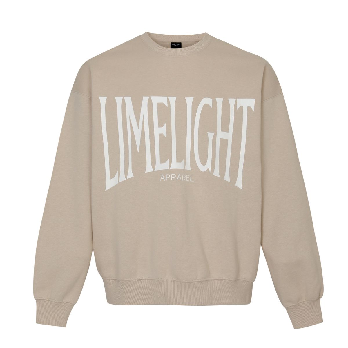 라임라잇 어패럴(LIMELIGHT APPAREL) 어패럴 빅 로고 스웨트셔츠 오버사이즈(샌드/화이트)