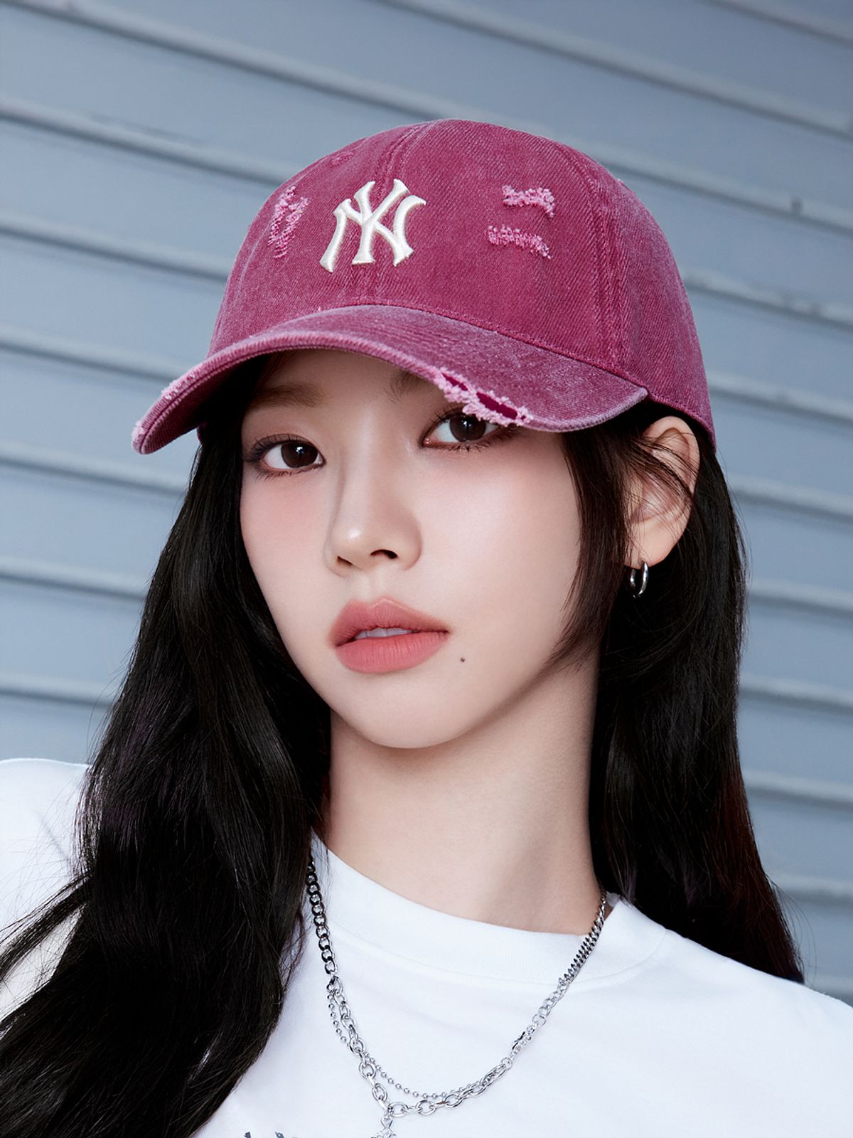 엠엘비(MLB) 데미지 워싱 언스트럭쳐 볼캡 NY (Burgundy)