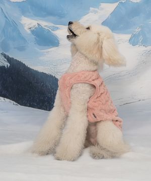 강아지 양털 꽈배기티 S-5XL 핑크