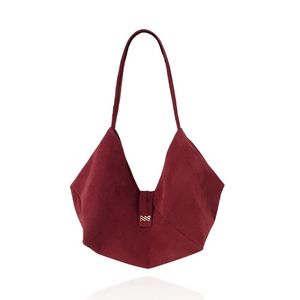스웨이드 쌈지 숄더백- 버건디