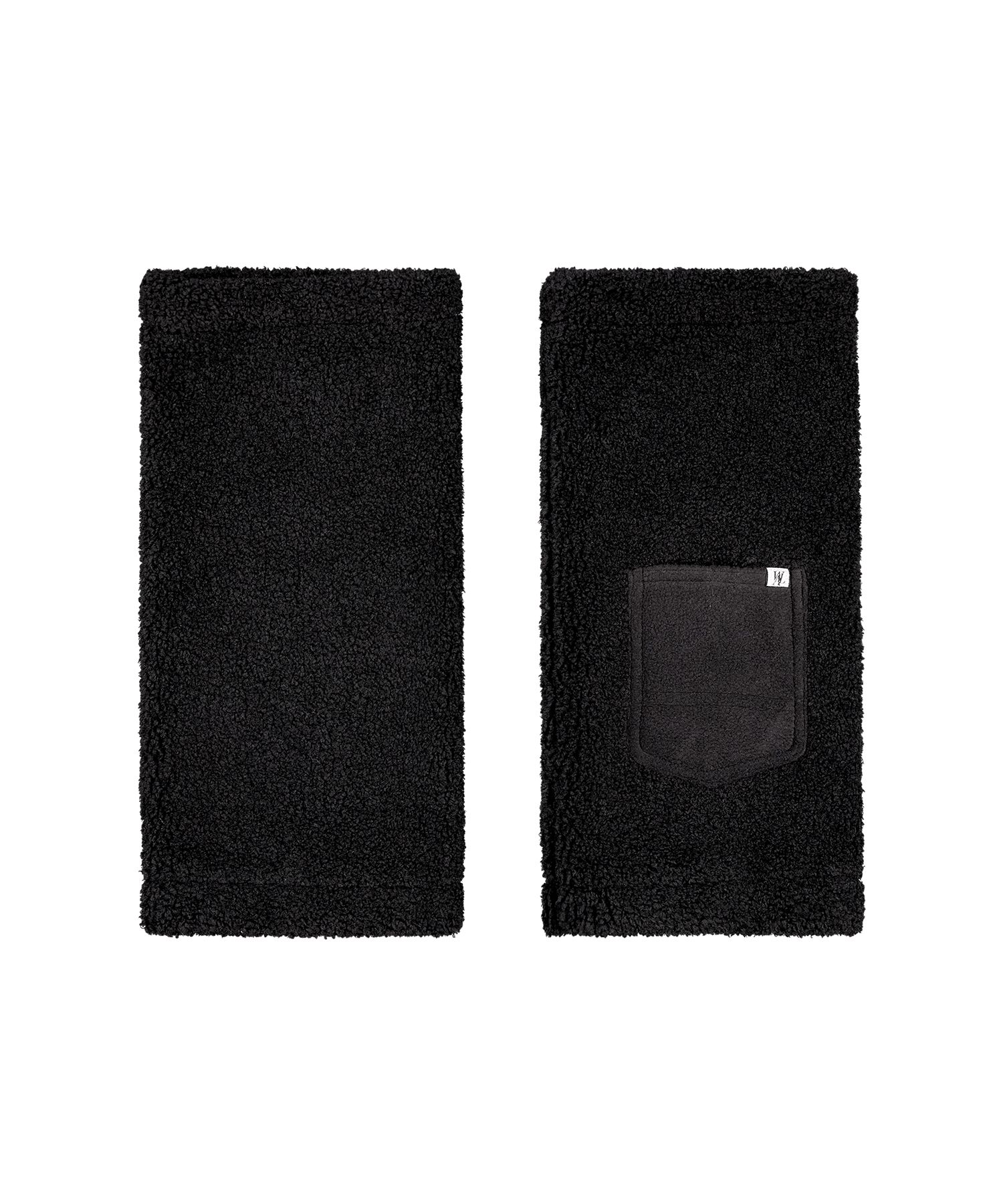 MUSINSA | WOOALONG Fleece pocket leg warmer - BLACK