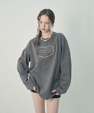 [UNISEX] 레터링 심볼 오버사이즈 롱슬리브 차콜