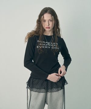 슬로건 롱 슬리브 블랙