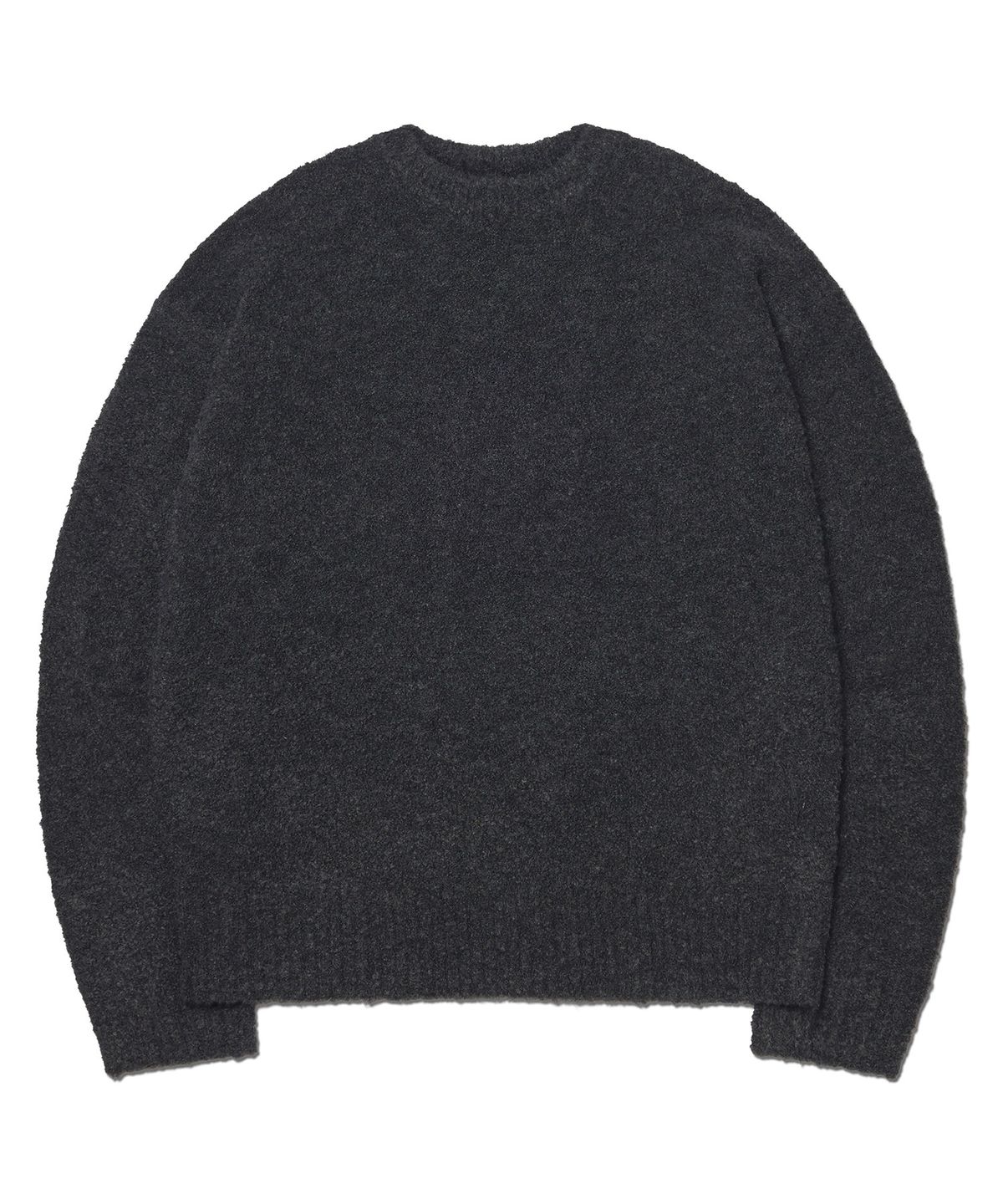 노매뉴얼(NOMANUAL) REVERSIBLE WOOL HAIRY KNIT - CHARCOAL
