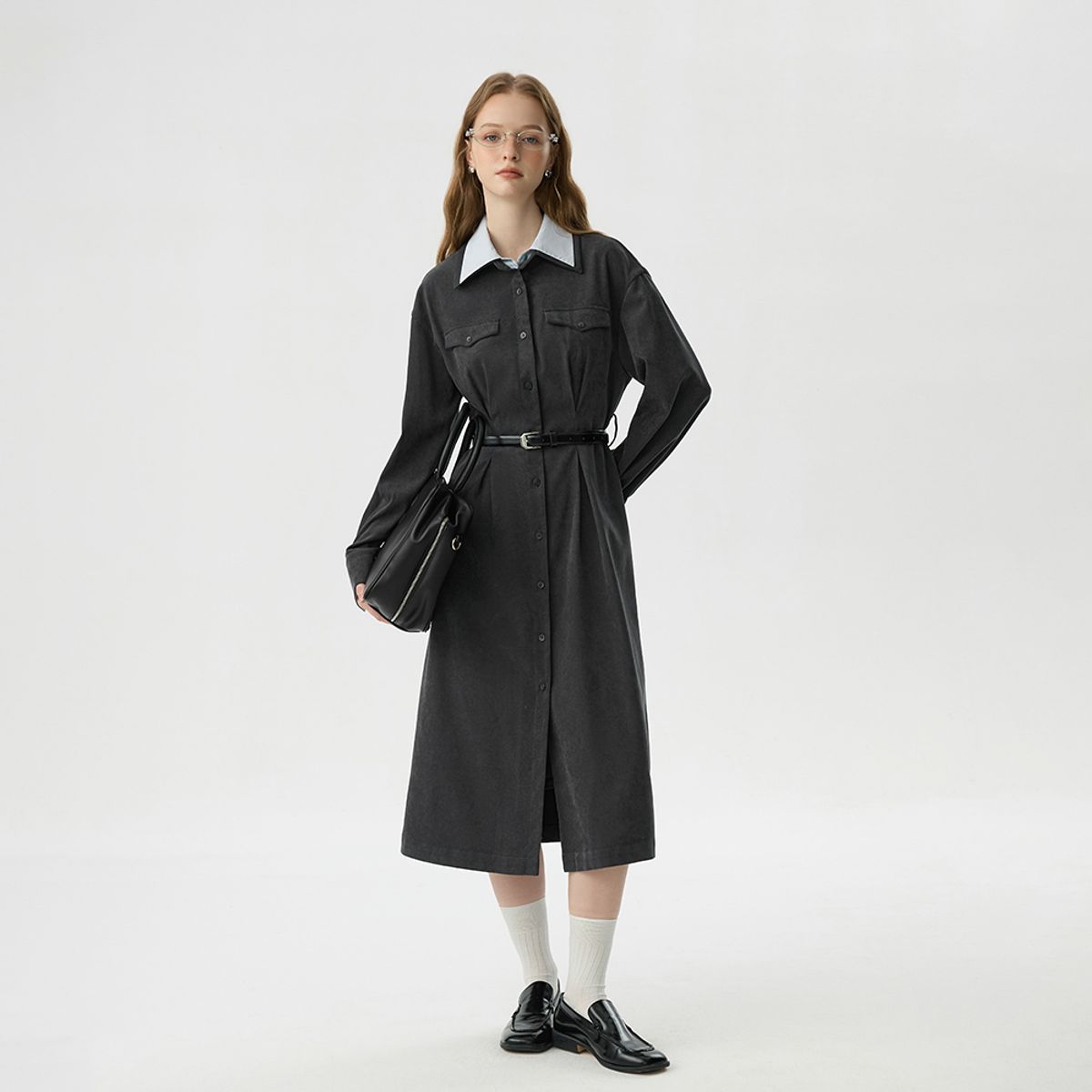 웬스데이딜라잇(WEDNESDAY DELIGHT) WD_Color lapel shirt dress