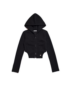 스완 레이크 크롭 투웨이 집업 후디_블랙