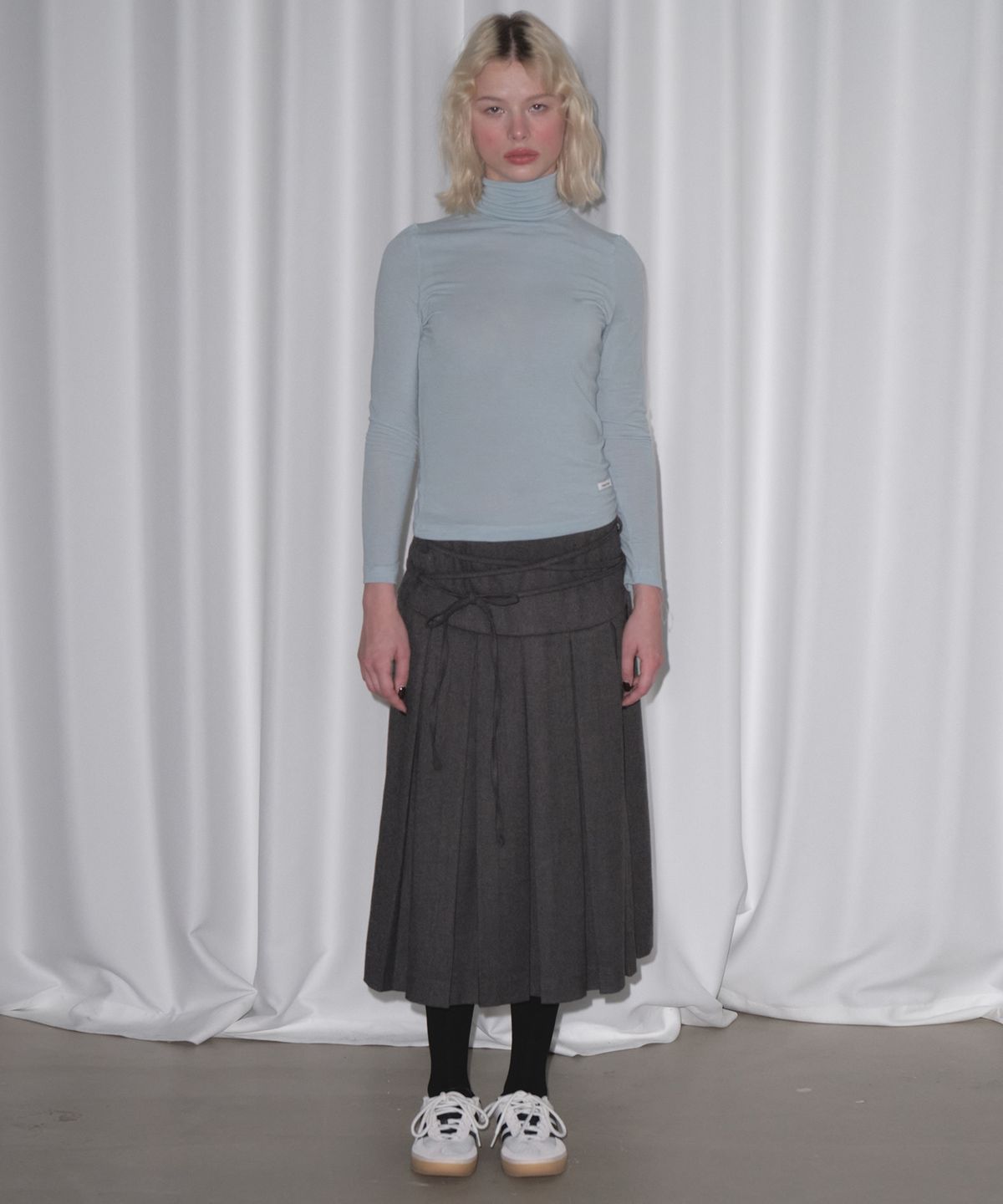 마가린핑거스(MARGARIN FINGERS) STRING PLEATS SKIRT (CHARCOAL)