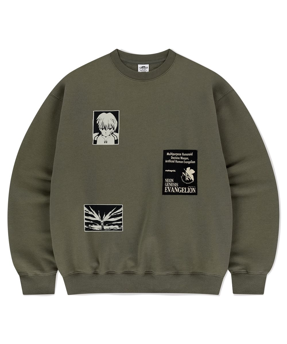 마하그리드(MAHAGRID) EVA PATCHWORK SWEATSHIRT KHAKI