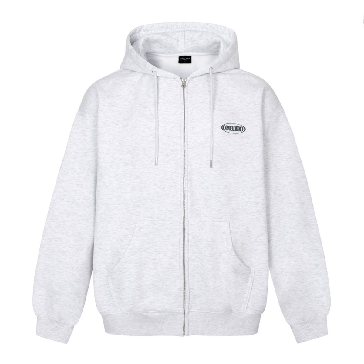 라임라잇 어패럴(LIMELIGHT APPAREL) 어패럴 오발 로고 집업 후드 오버사이즈 (애쉬그레이/그레이)