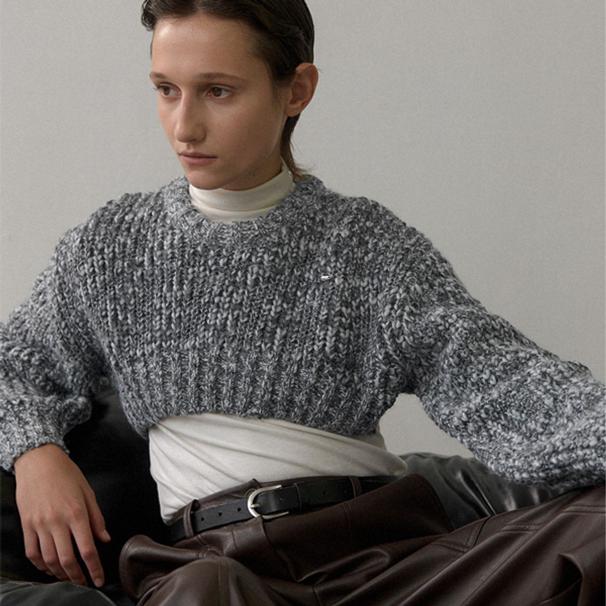아틀리에 나인(ATELIER NAIN) VOLUME MIX COLOR CROP KNIT(T-6961)
