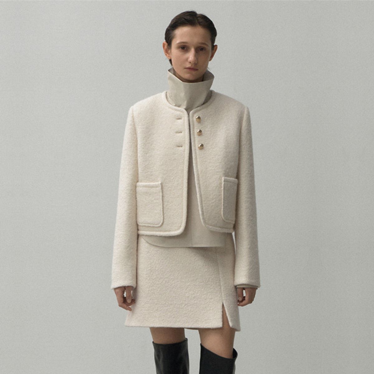 아틀리에 나인(ATELIER NAIN) WOOL SET-UP CROP JACKET(JK-2987)