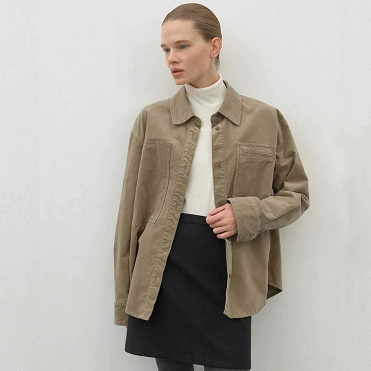 아틀리에 나인(ATELIER NAIN) COTTON VELVET OVERFIT SHIRT(BL-4281)