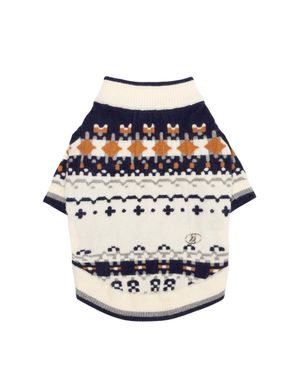 앤블랭크x유라고 자카드 노르딕 니트 아이보리