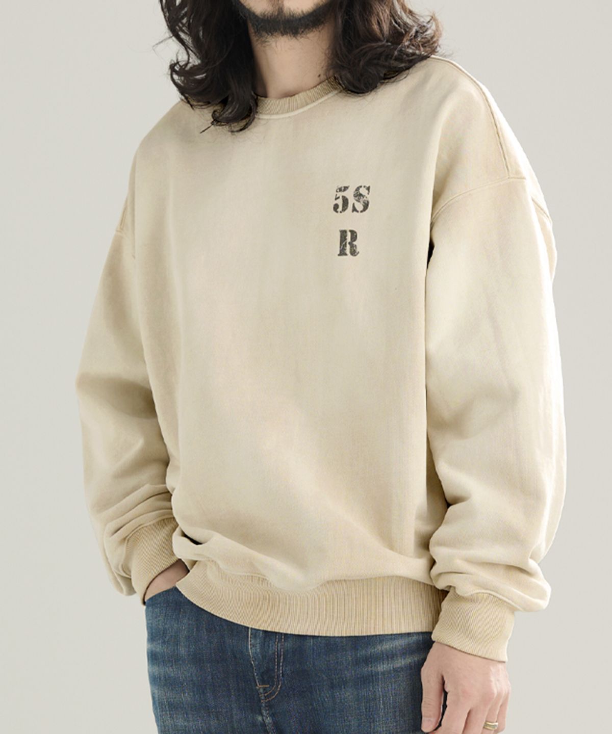 레이버코(RAVER CO) 5SR 올드앤더티 스웨트셔츠 아이보리