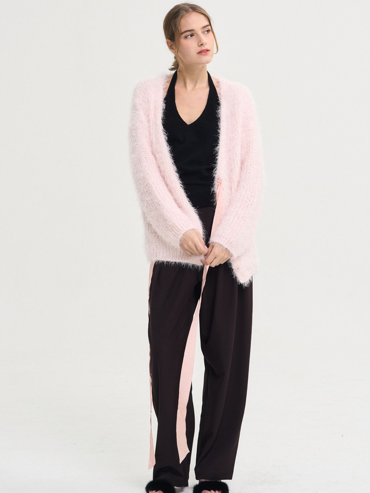 쏘리, 투 머치 러브(SORRY, TOO MUCH LOVE) Adorable Fur String Cardigan_Pink