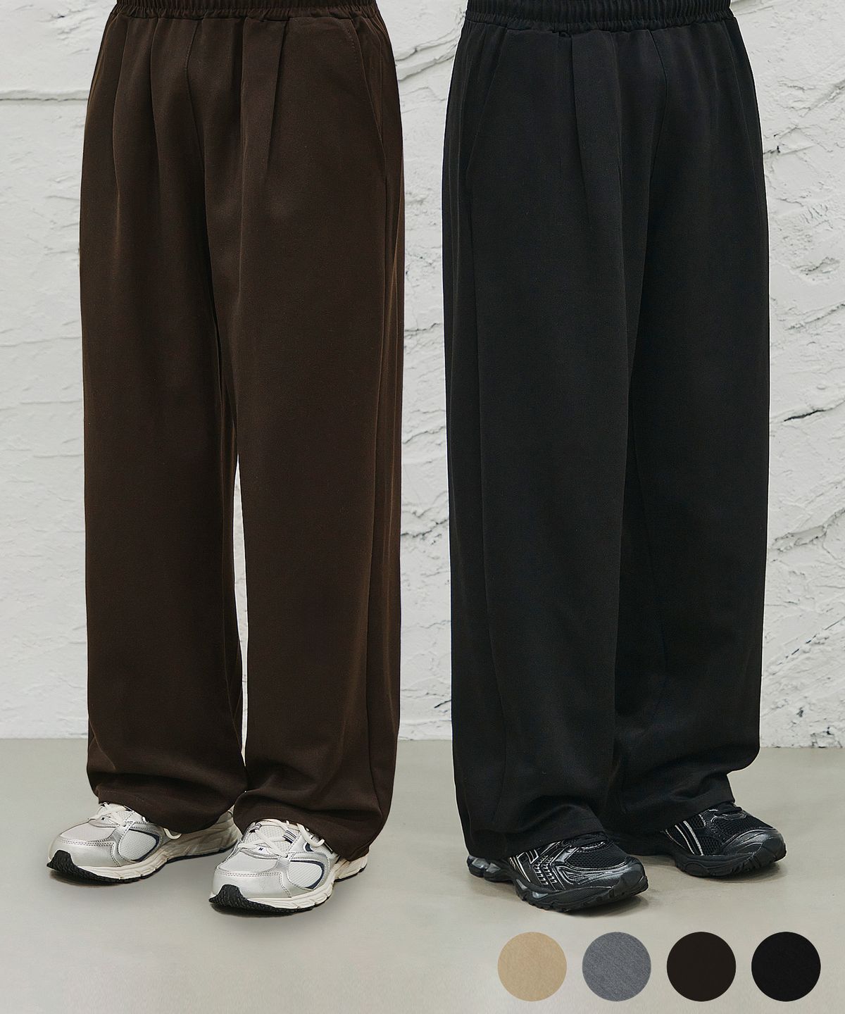 시그니처(SIGNATURE) [2PACK]원턱 와이드 밴딩 슬랙스[4COLORS]
