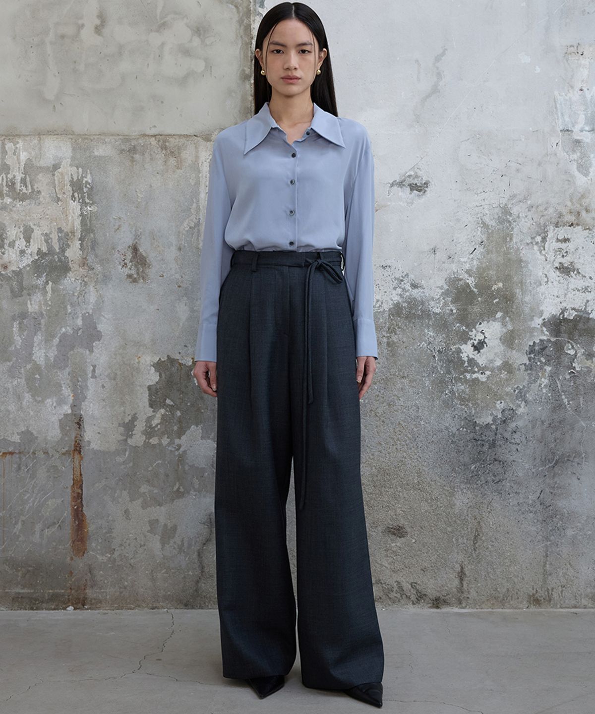 분닥세인츠(THE BOONDOCK SAINTS) Wide Viscose Blend Trousers Dark Grey