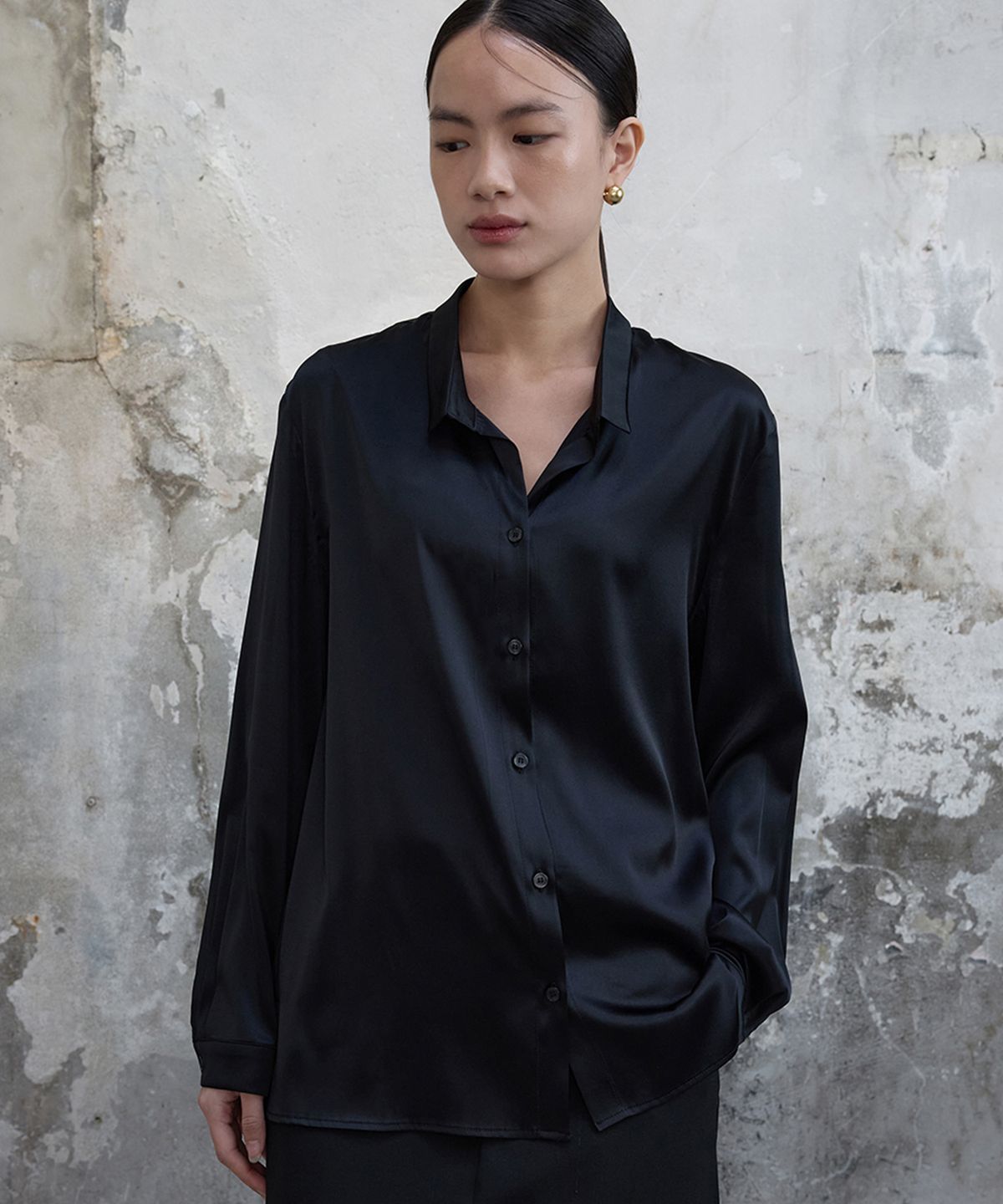 분닥세인츠(THE BOONDOCK SAINTS) Vintage Collar Silk Shirt Black
