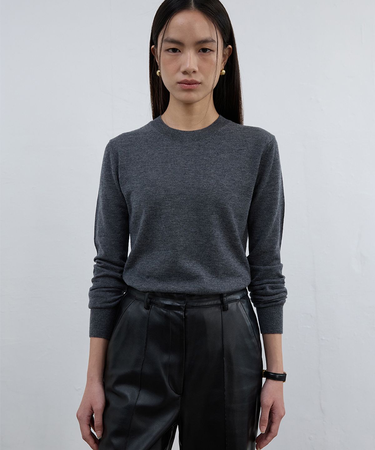 분닥세인츠(THE BOONDOCK SAINTS) Round Neck Wool Kint Top Grey Goose