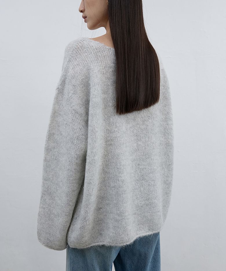 Alpaca Blend Knit Pullover Light Grey