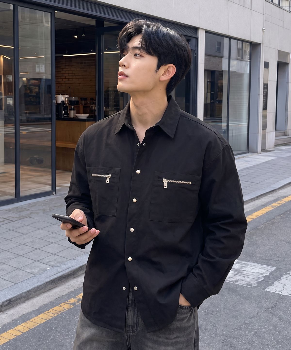 에르비노(HERVINO) 더블 지퍼포켓 셔츠자켓