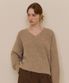 Soft loose V-neck knit - hazy brown