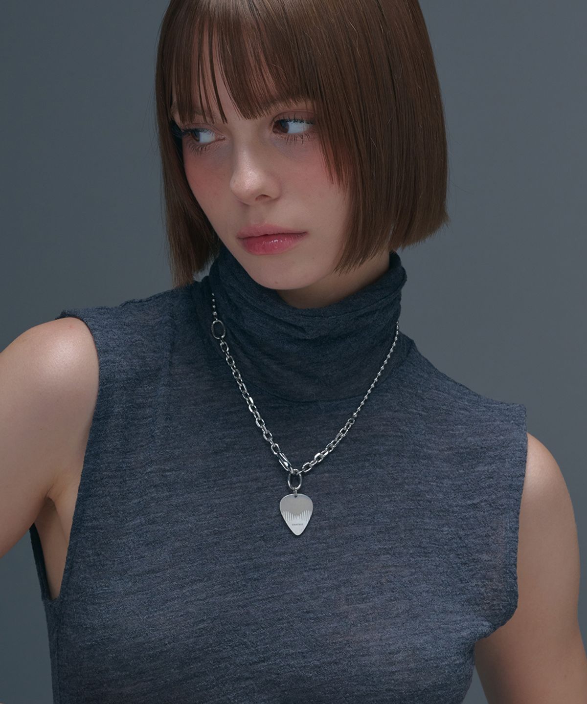 로맨티누어(ROMANTINUER) SN.178 Pick Pendant Mixed Chain Necklace