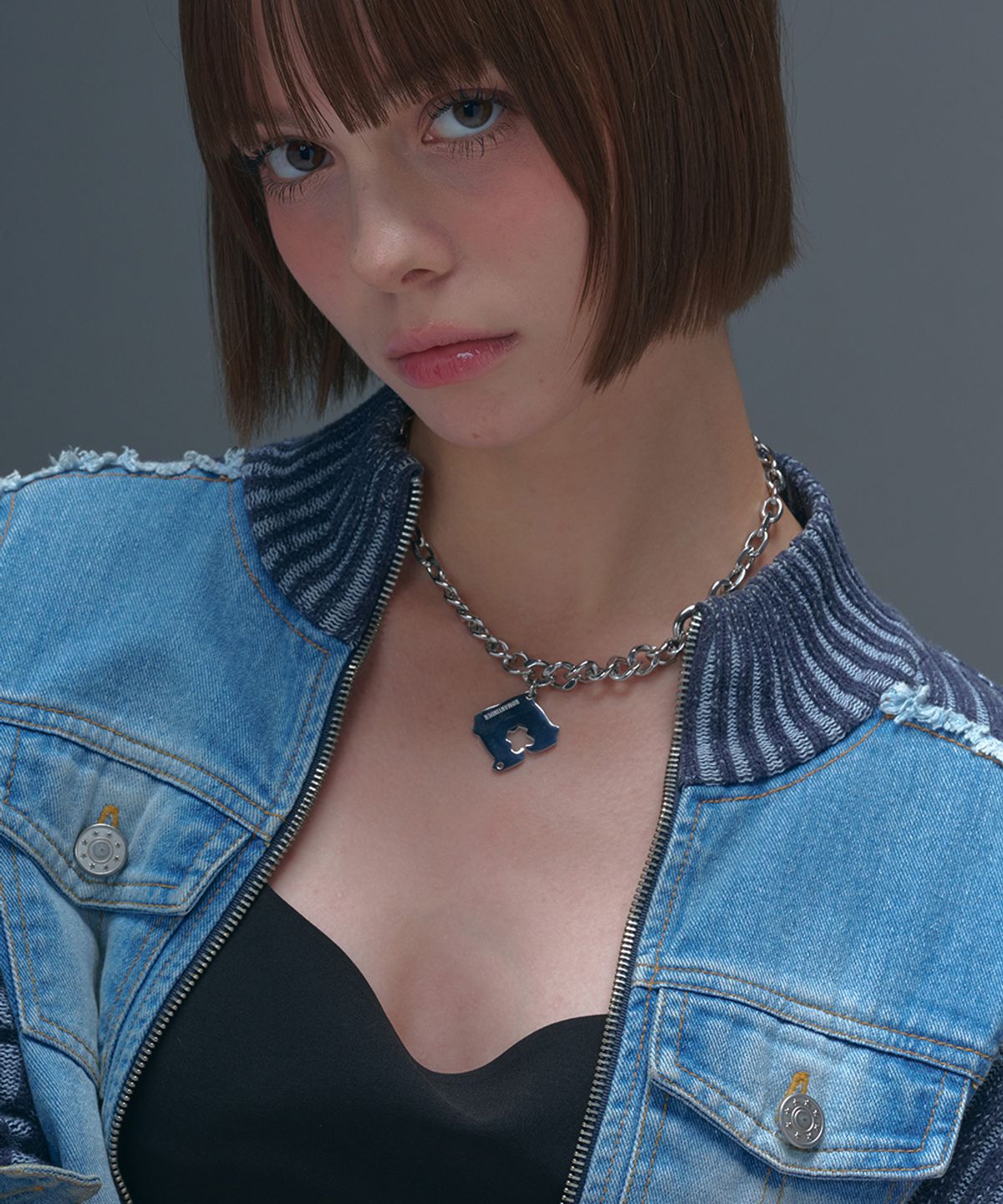 로맨티누어(ROMANTINUER) SN.182 Bread Clip Curb Chain Necklace