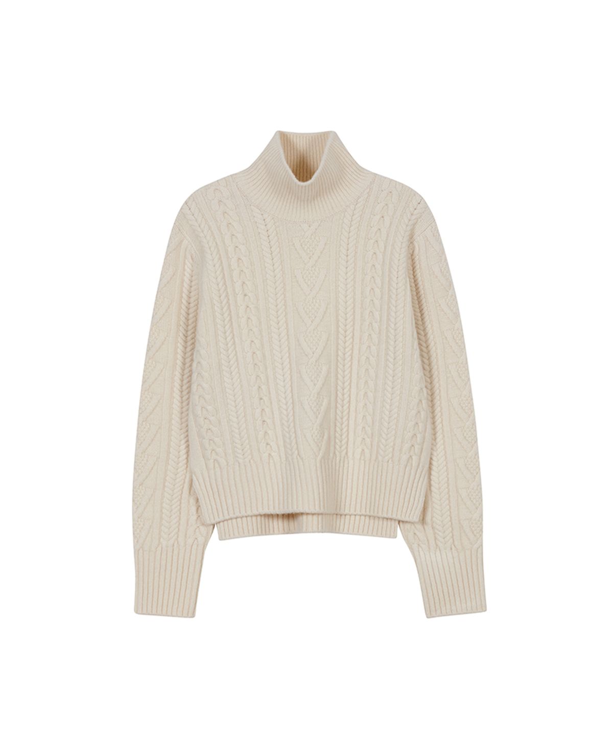 더룸(THELOOM) CABLE TURTLE NECK SWEATER_IVORY