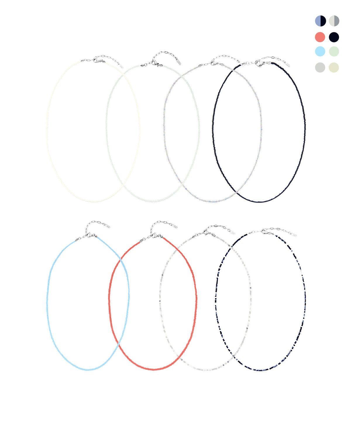 로맨티누어(ROMANTINUER) [1+1] Color Beads Necklace (8 colors)