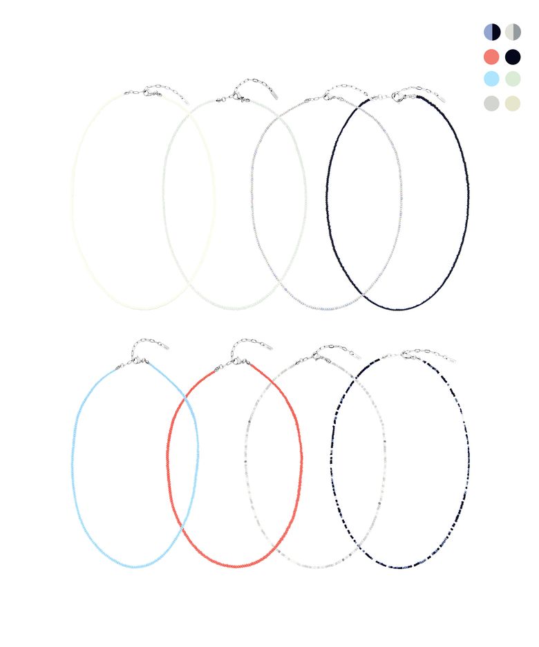[1+1] Color Beads Necklace (8 colors)
