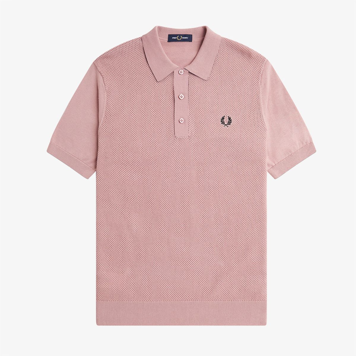프레드페리(FRED PERRY) [Sharp] 텍스처 프론트 니트 폴로 셔츠 - 더스티로즈 AFPM2417643-S51