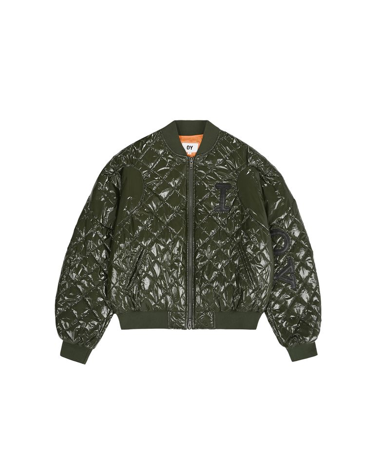 GLOSSY I LOVE OY QUILTED JACKET - KHAKI