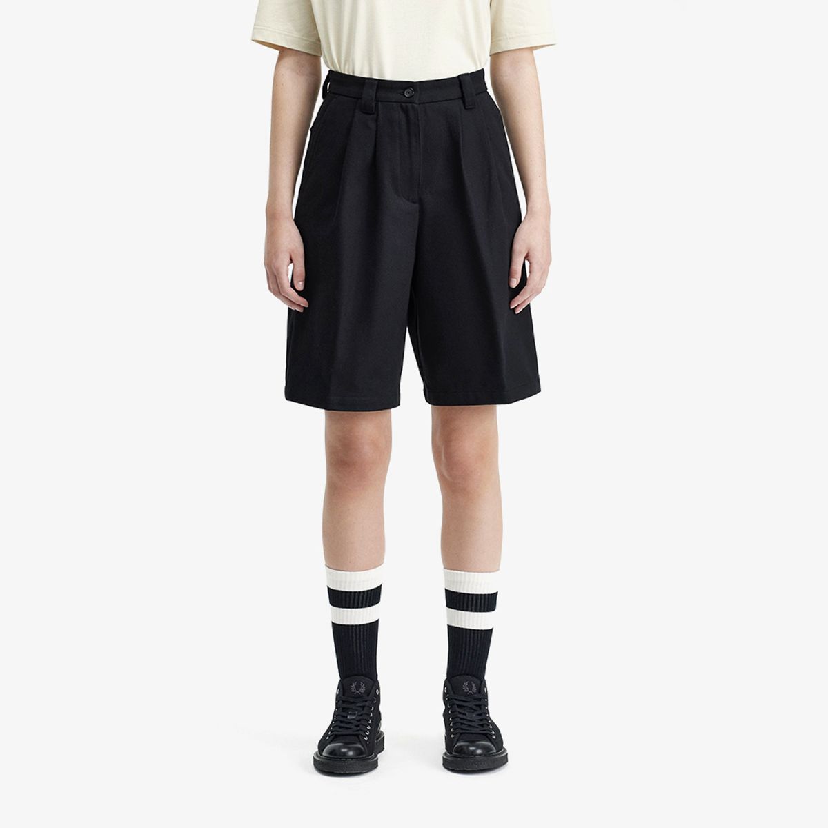 프레드페리(FRED PERRY) [Womens] 롱라인 트윌 쇼츠 - 블랙 AFPF2417100-102