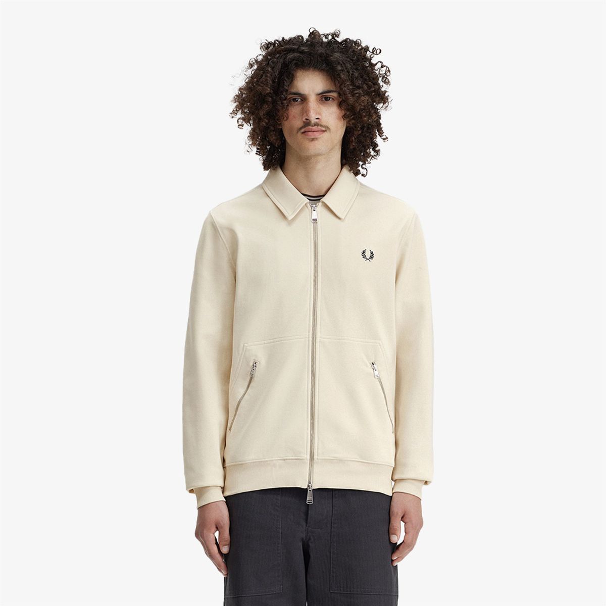 프레드페리(FRED PERRY) [Sharp] 슬럽 저지 집 스루 풀오버 - 오트밀 AFPM2417858-691