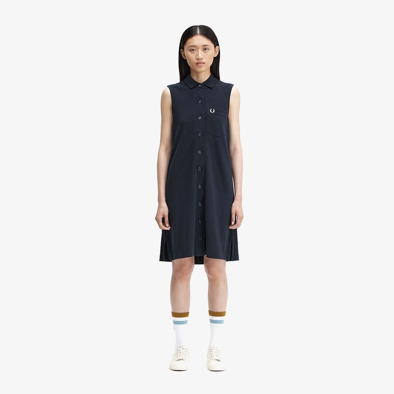 [Womens] 버튼 스루 피케 셔츠 드레스 - 네이비 AFPF2417179-608